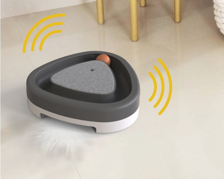 Pet Cat Smart Triangle Turntable Toy with Scratcher and Electric Fun