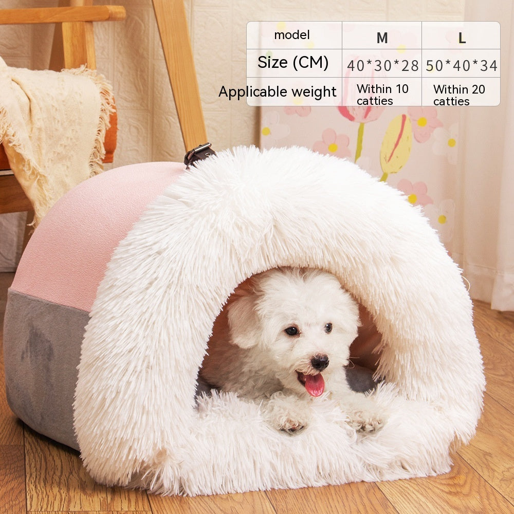 Portable Pet Nest Warm Dog and Cat Bed for Autumn and Winter Comfort