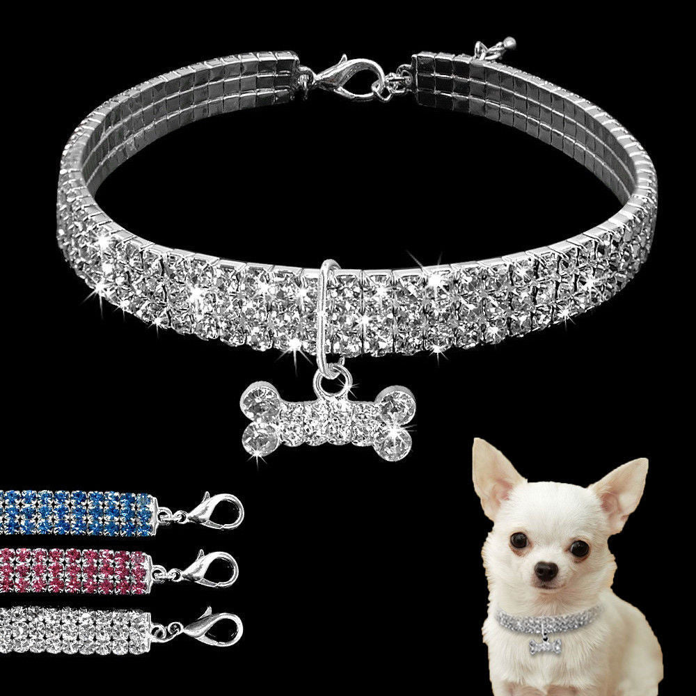 Bling Rhinestone Dog Collar Crystal Puppy Chihuahua Pet