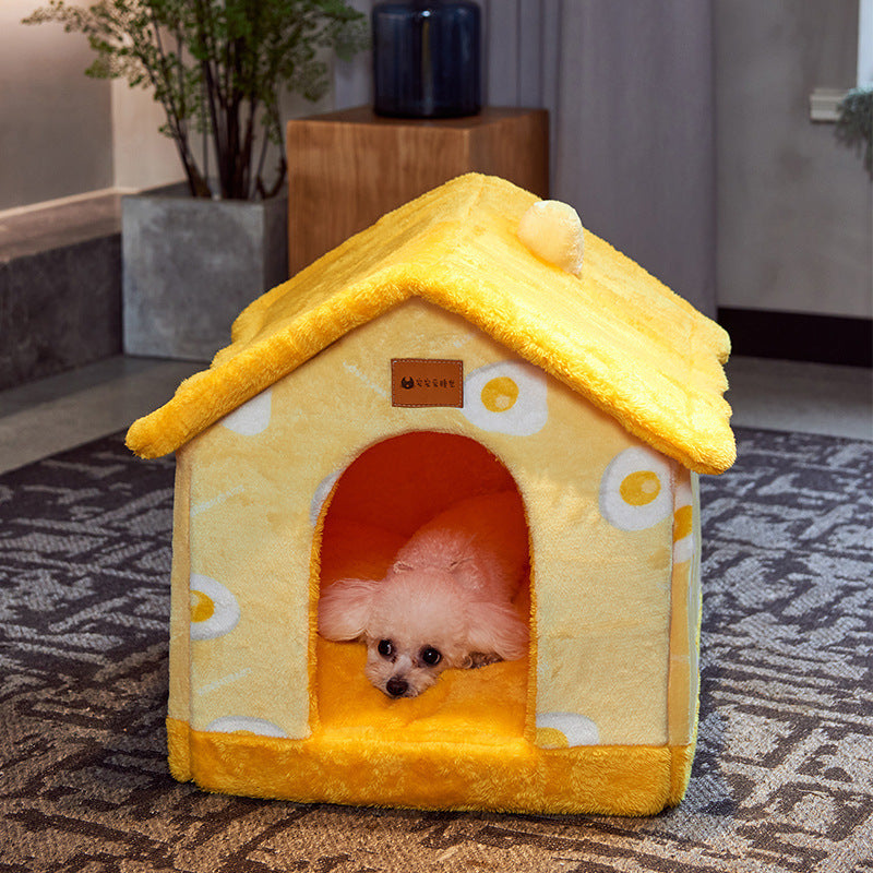 Foldable Dog and Cat Bed Warm Winter House Removable Nest Pet Sofa