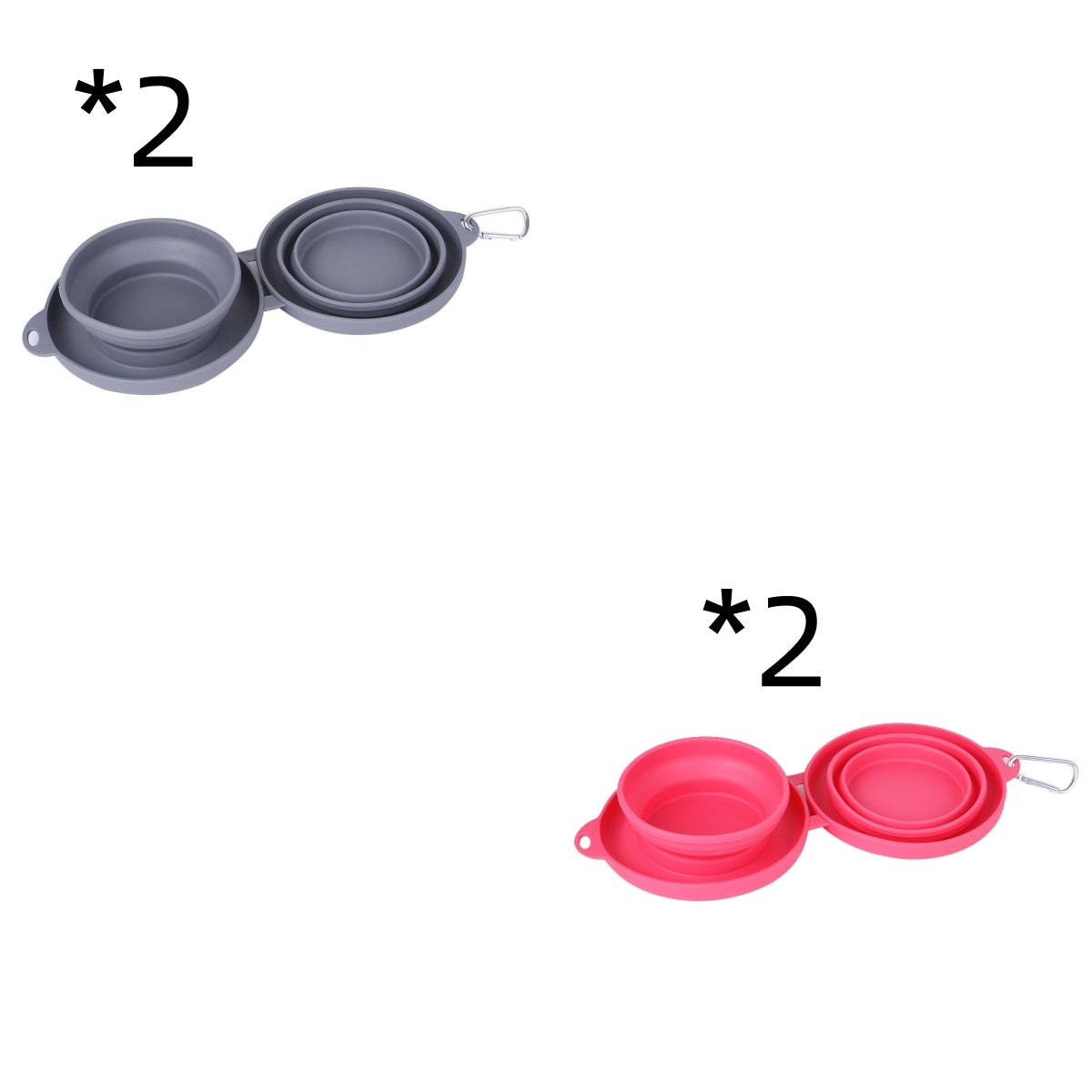 Rubber Foldable Double Bowl Pet Feeding Bowl