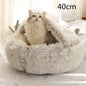 2 in 1 Dog and Cat Bed Round Plush Winter House Soft Warm Pet Bed