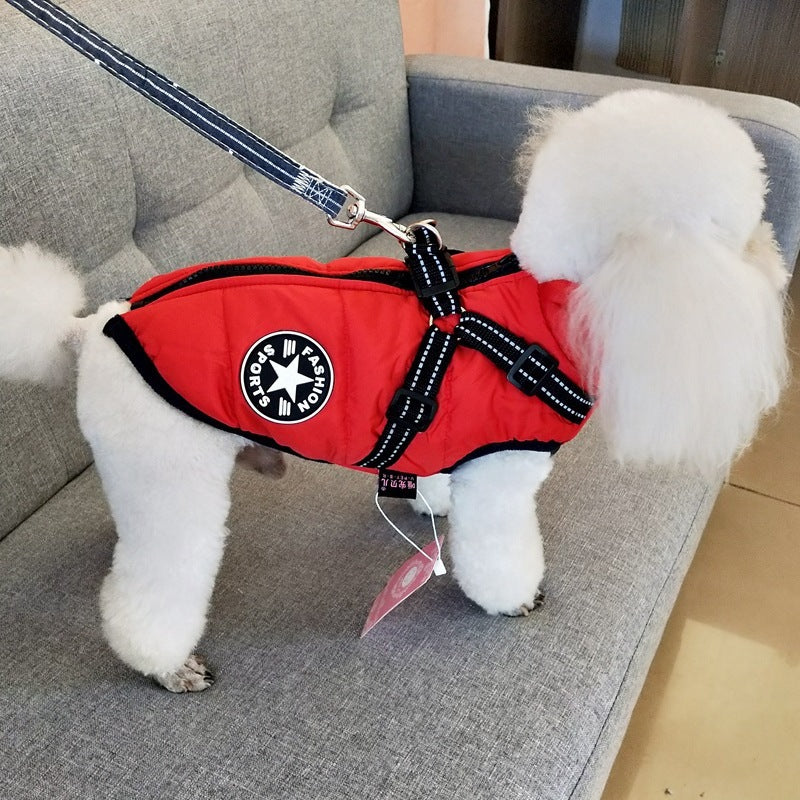Waterproof Dog Clothes Winter Dog Coat With Harness Warm
