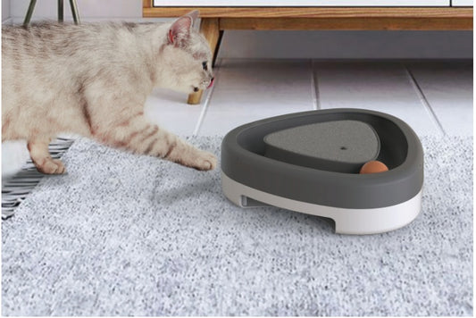 Pet Cat Smart Triangle Turntable Toy with Scratcher and Electric Fun