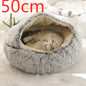 2 in 1 Dog and Cat Bed Round Plush Winter House Soft Warm Pet Bed