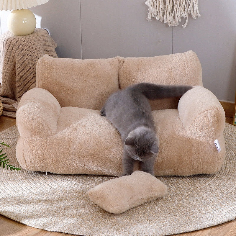 Luxury Cat Bed Sofa Plush Winter Nest for Small Dogs and Cats
