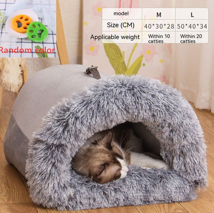 Portable Pet Nest Warm Dog and Cat Bed for Autumn and Winter Comfort