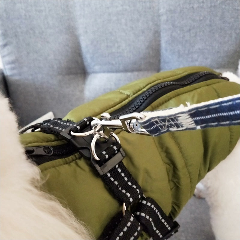 Waterproof Dog Clothes Winter Dog Coat With Harness Warm
