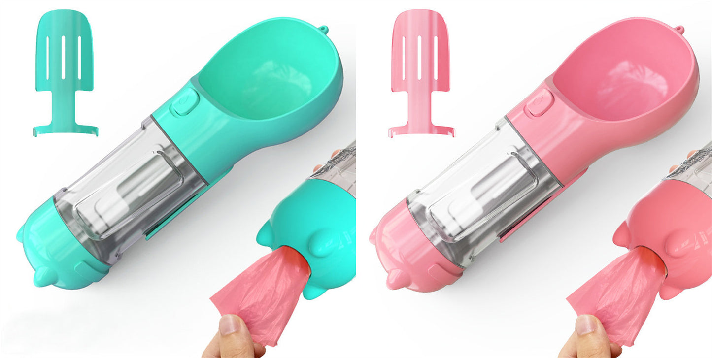 Pet Water Bottle Feeder Bowl Garbage Bag Storage Portable