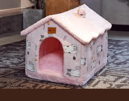 Foldable Dog and Cat Bed Warm Winter House Removable Nest Pet Sofa