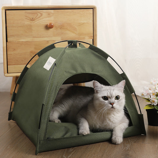 Cat Tent Cooling Mat Dog House with Cushion Pet Bed for Cats and Dogs