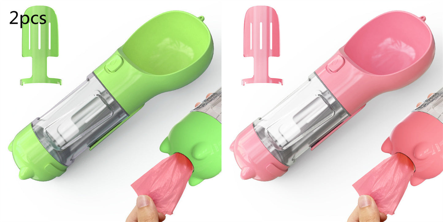 Pet Water Bottle Feeder Bowl Garbage Bag Storage Portable