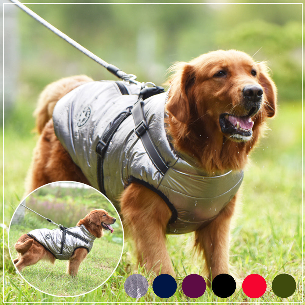 Waterproof Dog Clothes Winter Dog Coat With Harness Warm