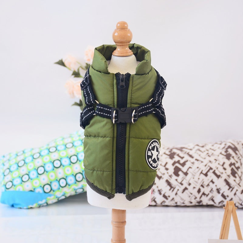 Waterproof Dog Clothes Winter Dog Coat With Harness Warm