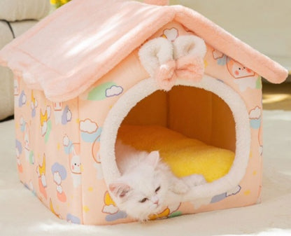 Foldable Dog and Cat Bed Warm Winter House Removable Nest Pet Sofa
