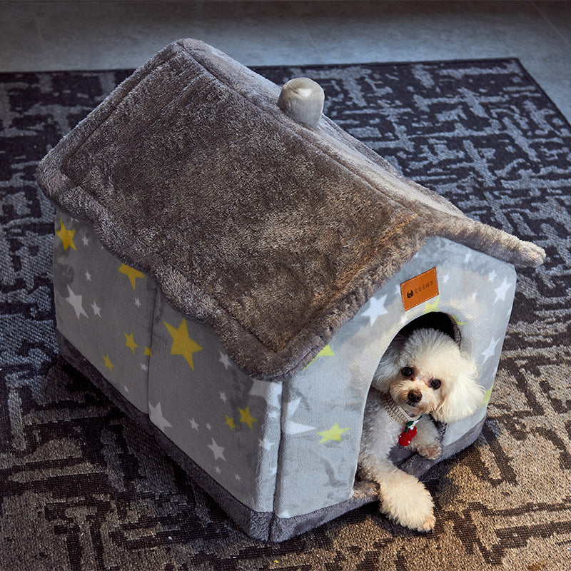 Foldable Dog and Cat Bed Warm Winter House Removable Nest Pet Sofa