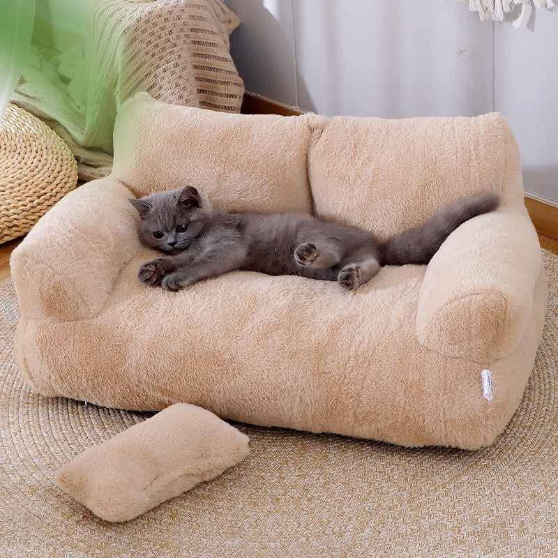 Luxury Cat Bed Sofa Plush Winter Nest for Small Dogs and Cats