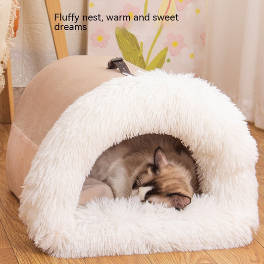 Portable Pet Nest Warm Dog and Cat Bed for Autumn and Winter Comfort
