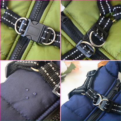 Waterproof Dog Clothes Winter Dog Coat With Harness Warm