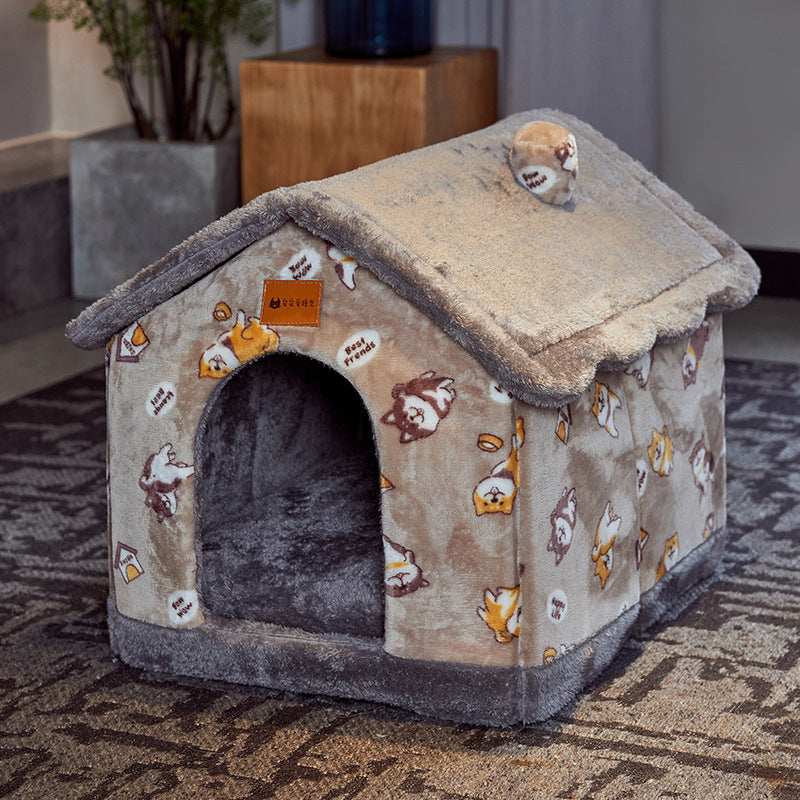 Foldable Dog and Cat Bed Warm Winter House Removable Nest Pet Sofa