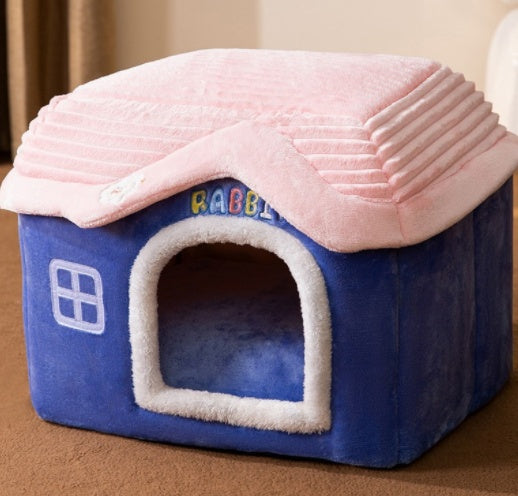 Foldable Dog and Cat Bed Warm Winter House Removable Nest Pet Sofa