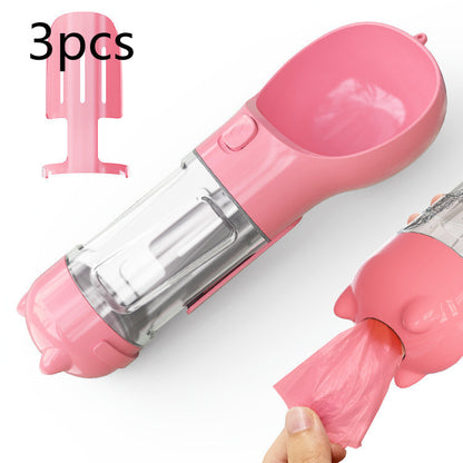 Pet Water Bottle Feeder Bowl Garbage Bag Storage Portable