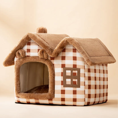 Foldable Dog and Cat Bed Warm Winter House Removable Nest Pet Sofa
