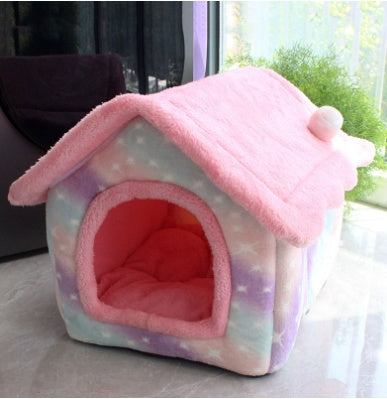 Foldable Dog and Cat Bed Warm Winter House Removable Nest Pet Sofa