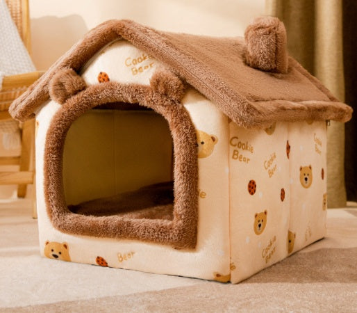 Foldable Dog and Cat Bed Warm Winter House Removable Nest Pet Sofa