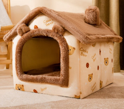 Foldable Dog and Cat Bed Warm Winter House Removable Nest Pet Sofa
