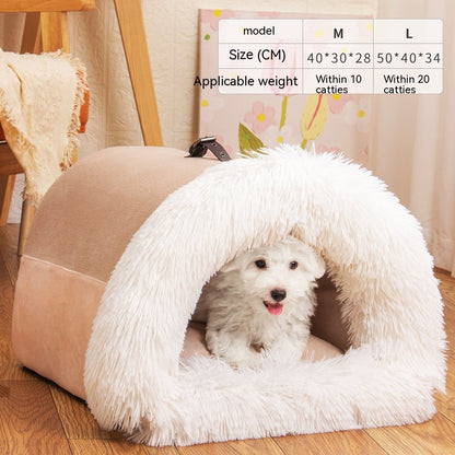 Portable Pet Nest Warm Dog and Cat Bed for Autumn and Winter Comfort
