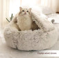 2 in 1 Dog and Cat Bed Round Plush Winter House Soft Warm Pet Bed