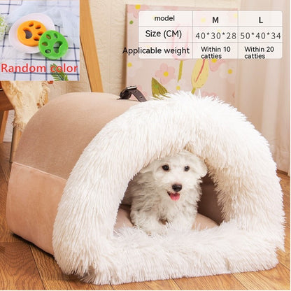 Portable Pet Nest Warm Dog and Cat Bed for Autumn and Winter Comfort