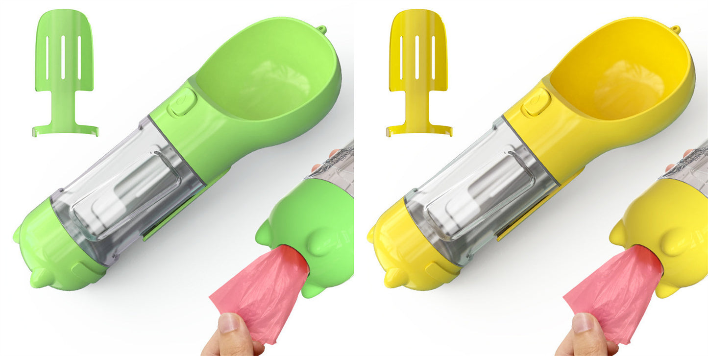 Pet Water Bottle Feeder Bowl Garbage Bag Storage Portable