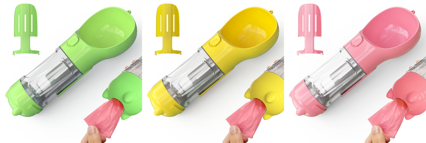 Pet Water Bottle Feeder Bowl Garbage Bag Storage Portable