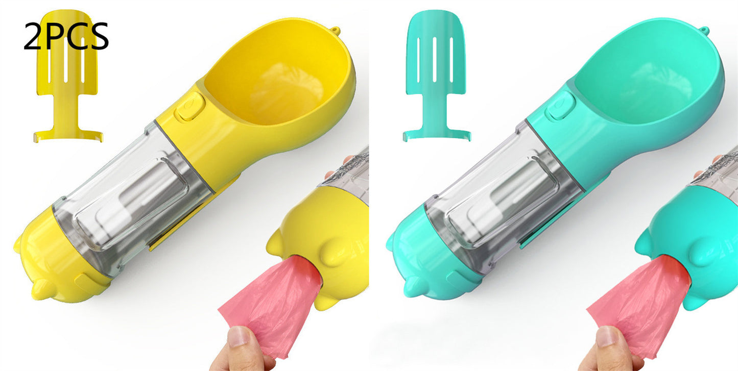 Pet Water Bottle Feeder Bowl Garbage Bag Storage Portable