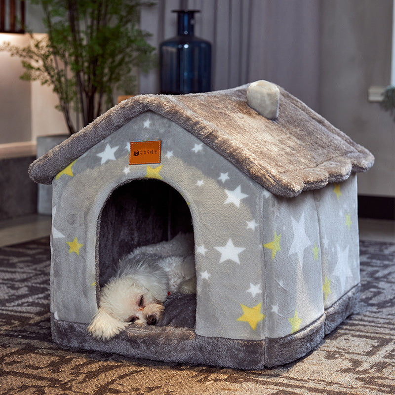 Foldable Dog and Cat Bed Warm Winter House Removable Nest Pet Sofa
