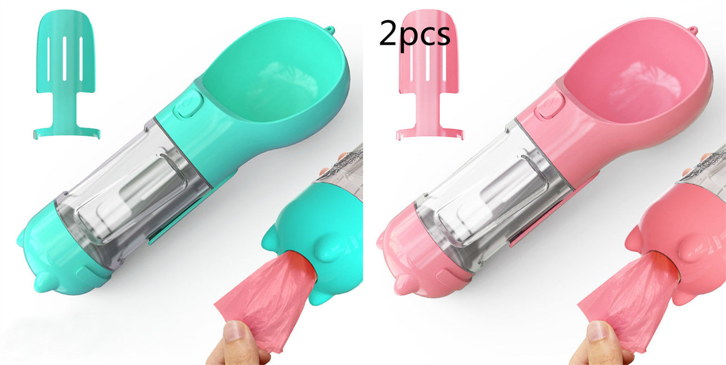 Pet Water Bottle Feeder Bowl Garbage Bag Storage Portable