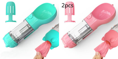 Pet Water Bottle Feeder Bowl Garbage Bag Storage Portable