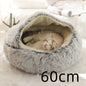 2 in 1 Dog and Cat Bed Round Plush Winter House Soft Warm Pet Bed