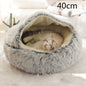 2 in 1 Dog and Cat Bed Round Plush Winter House Soft Warm Pet Bed