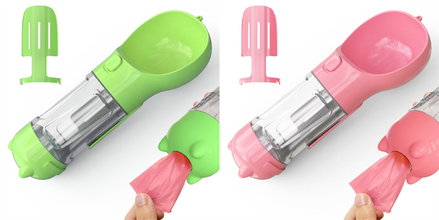 Pet Water Bottle Feeder Bowl Garbage Bag Storage Portable