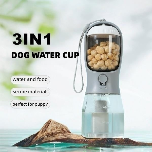 3-in-1 Dog Water Cup with Food Container and Portable Garbage Bag