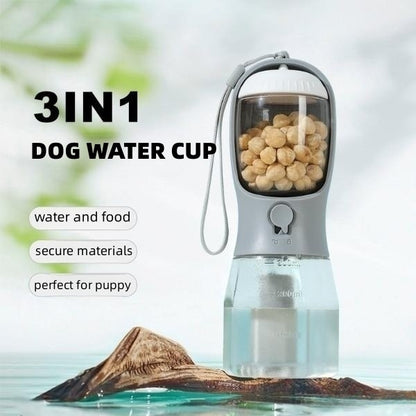 3-in-1 Dog Water Cup with Food Container and Portable Garbage Bag