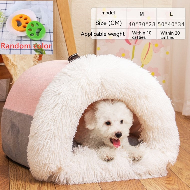 Portable Pet Nest Warm Dog and Cat Bed for Autumn and Winter Comfort