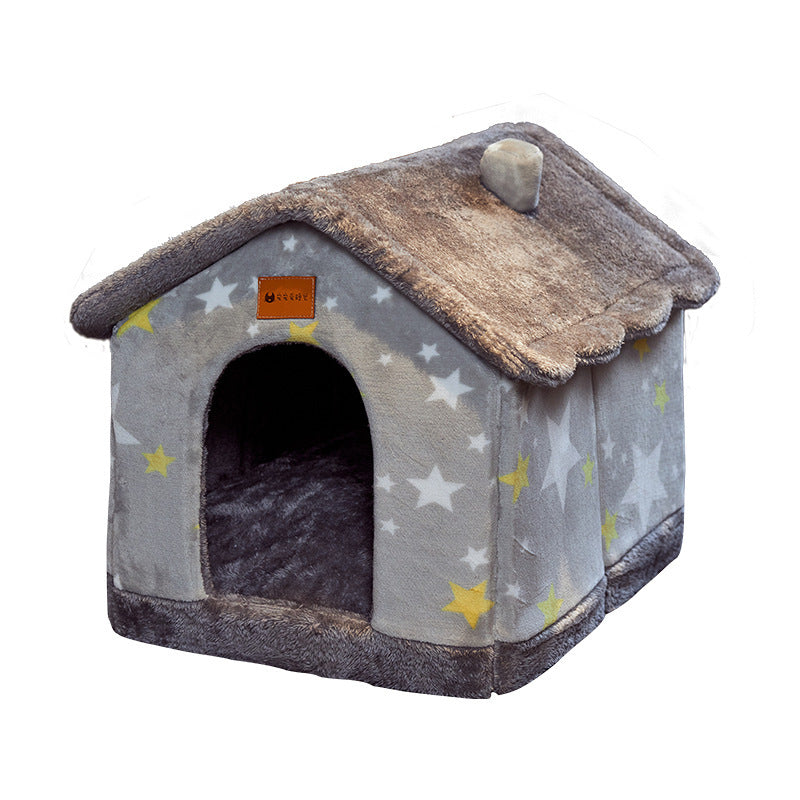 Foldable Dog and Cat Bed Warm Winter House Removable Nest Pet Sofa