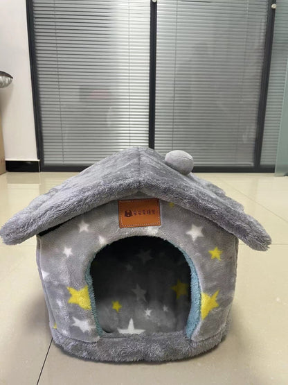 Foldable Dog and Cat Bed Warm Winter House Removable Nest Pet Sofa
