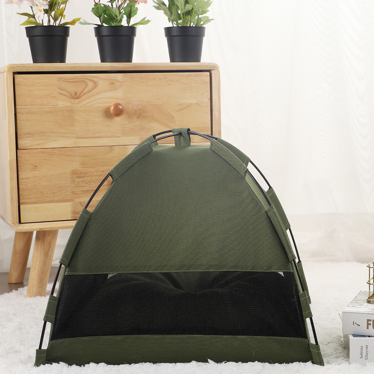 Cat Tent Cooling Mat Dog House with Cushion Pet Bed for Cats and Dogs