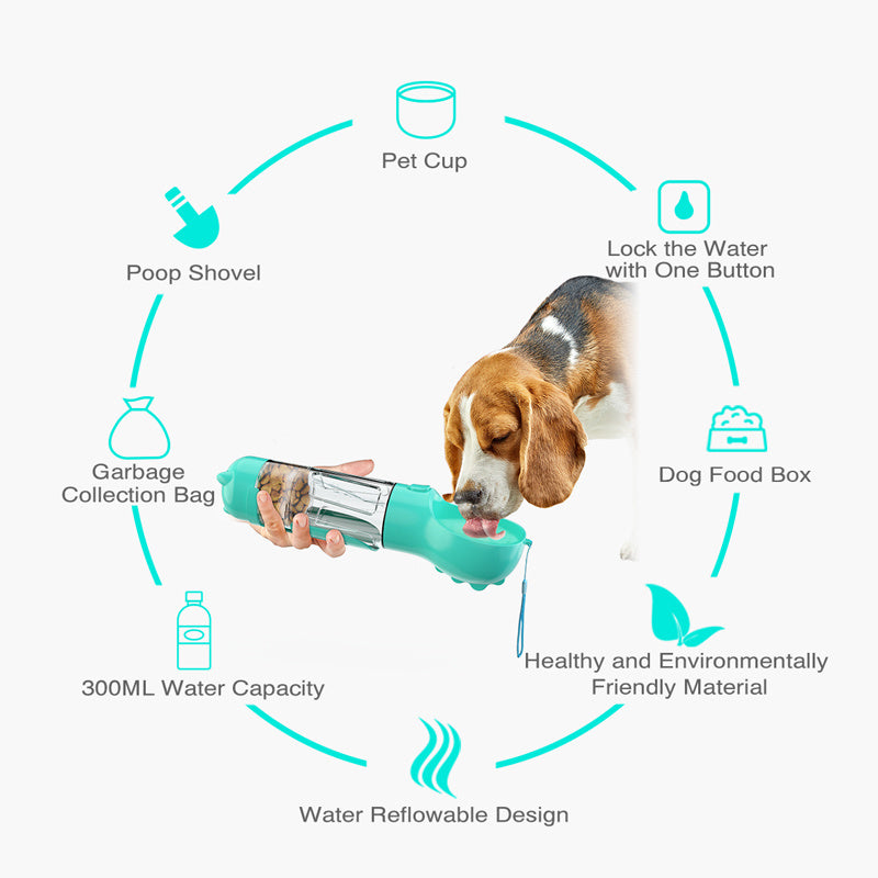 Pet Water Bottle Feeder Bowl Garbage Bag Storage Portable