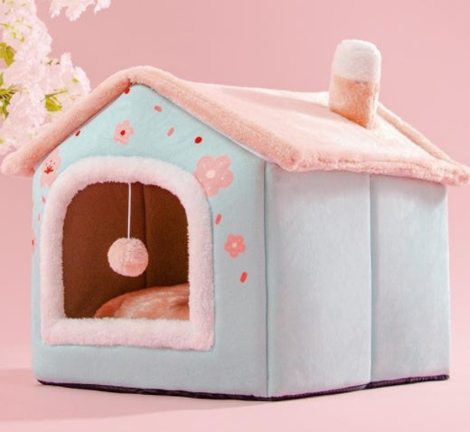 Foldable Dog and Cat Bed Warm Winter House Removable Nest Pet Sofa